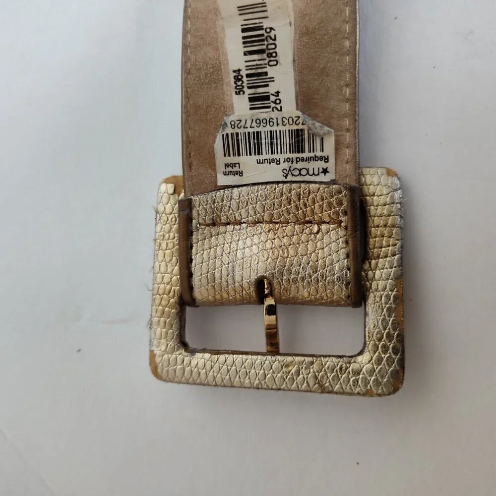 Ladies SZ S Gold Embossed Metallic Wide Belt